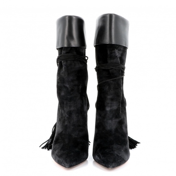 Saint Laurent Paris Black Suede ankle Boots with tassels NEW - Picture 7 of 11